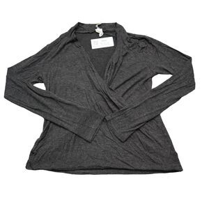 Best Cody Shirt Womens S Gray Long Sleeve VNeck Tight Knit Stretch Top